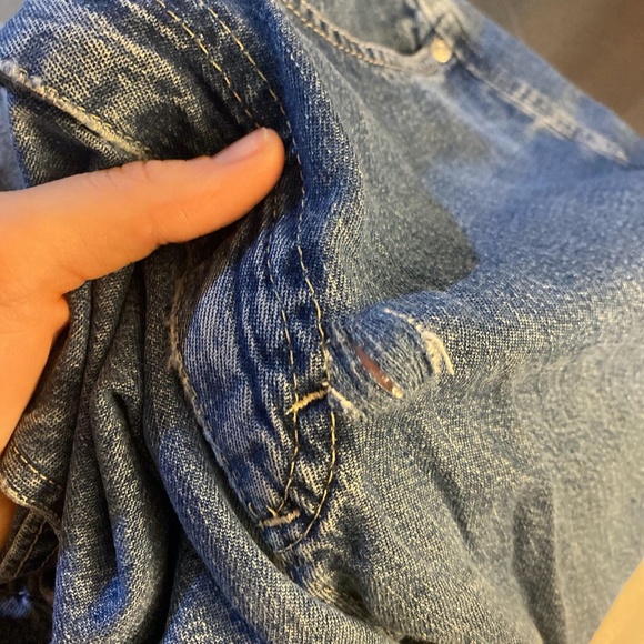 Vintage Lee Riveted Distressed Denim Carpenter Pants Buckle Back Medium Wash - Picture 4 of 4